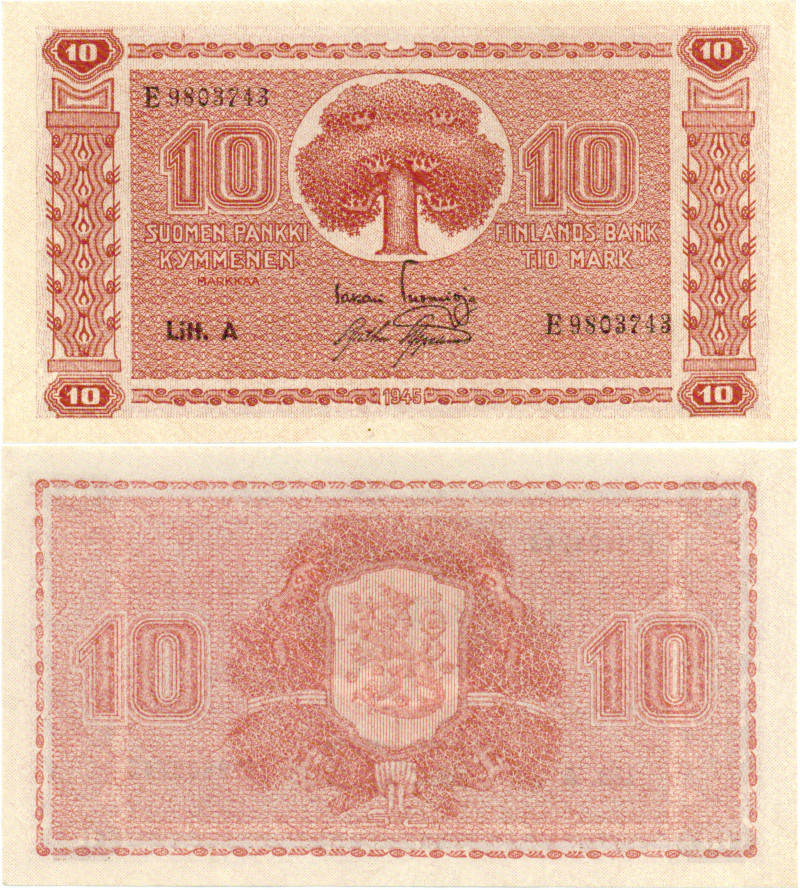 10 Markkaa 1945 Litt.A E9803743 kl.8